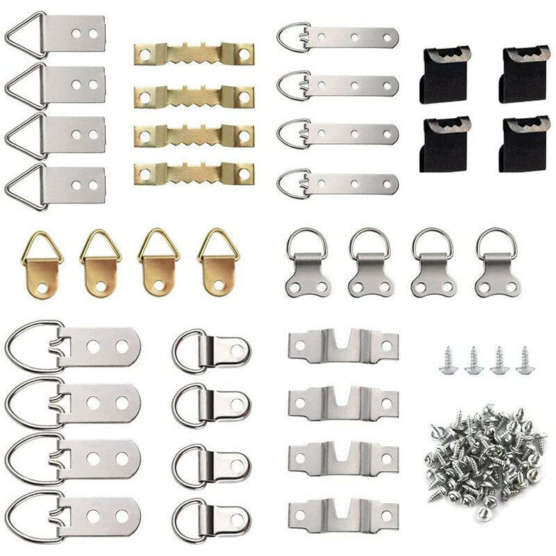 96Pcs Photo Frame Hanging Hooks Kit 9 Models Picture Hanger Hooks with Screws for Office Family Photo Picture Painting Image 2