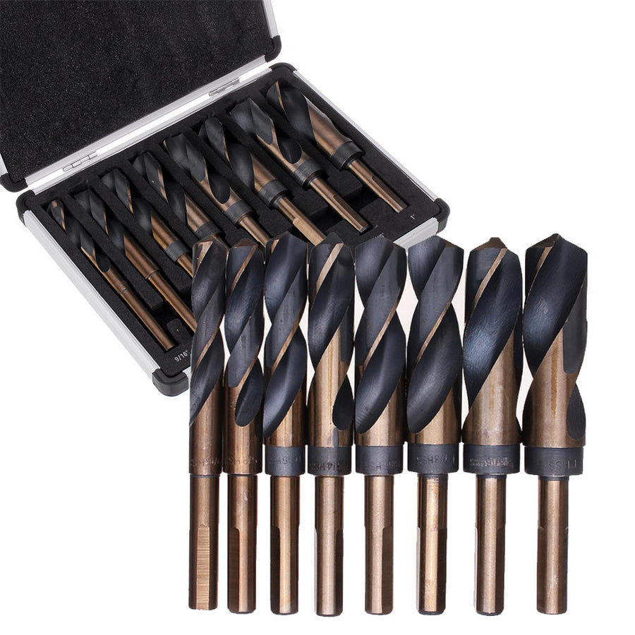 8pcs 1,2 Inch Shank HSS 4241 Twist Drill Bit Set 9,16 to 1 Inch Twist Drill for Wood Metal Image 1