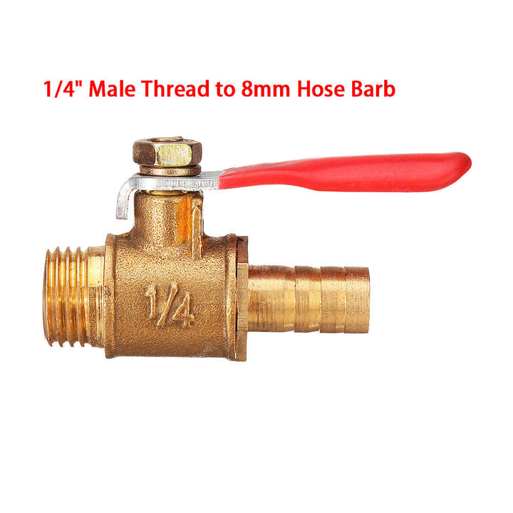 8mm Hose Barb to BSP Male Thread 1,2" 3,8" 1,2" Brass Inline Ball Valve Pipe Hose Coupler Adapter Image 2