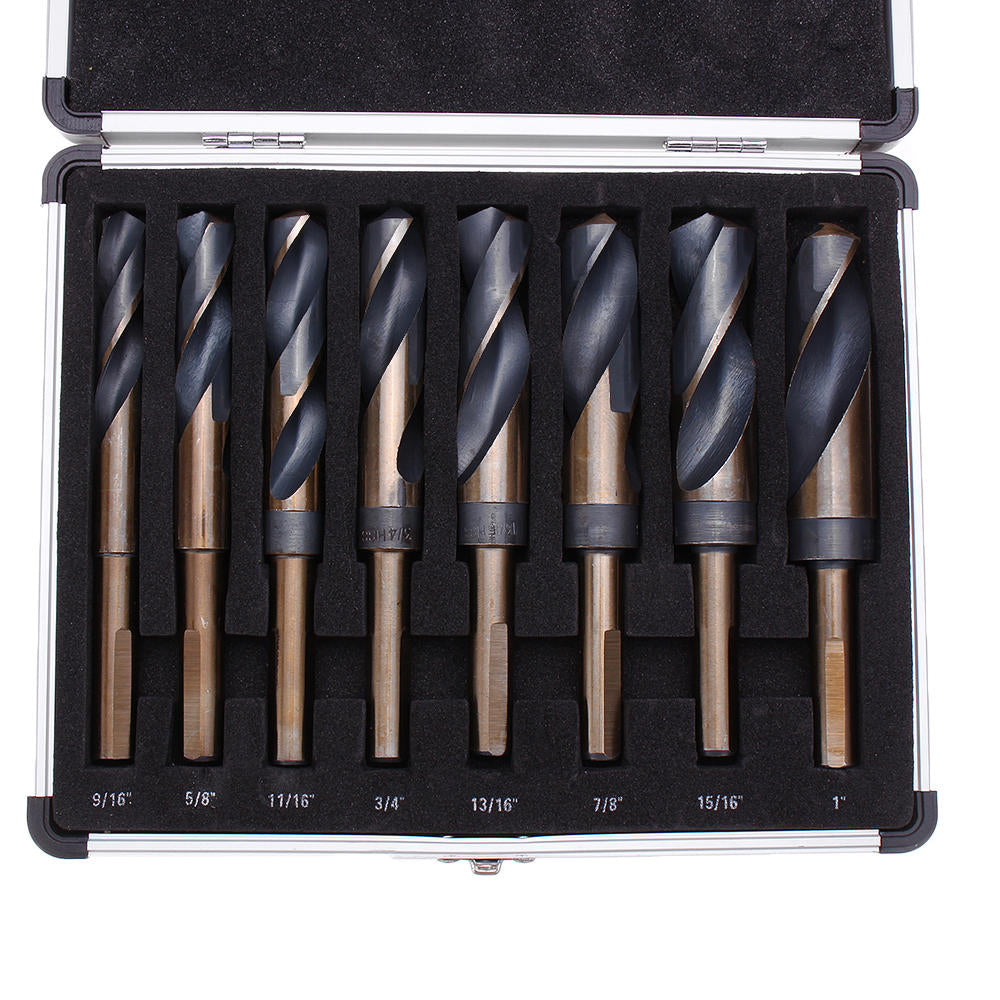 8pcs 1,2 Inch Shank HSS 4241 Twist Drill Bit Set 9,16 to 1 Inch Twist Drill for Wood Metal Image 2