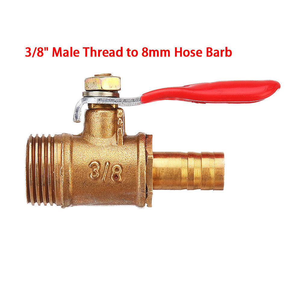 8mm Hose Barb to BSP Male Thread 1,2" 3,8" 1,2" Brass Inline Ball Valve Pipe Hose Coupler Adapter Image 3