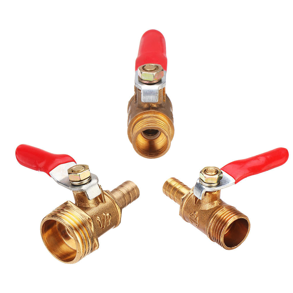 8mm Hose Barb to BSP Male Thread 1,2" 3,8" 1,2" Brass Inline Ball Valve Pipe Hose Coupler Adapter Image 5