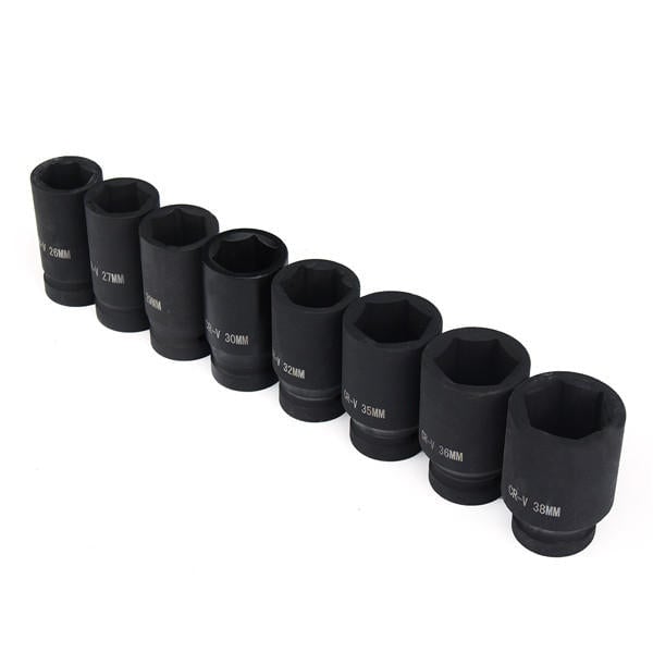 8Pcs 3,4 Inch Drive Deep Impact Socket Set 26-38mm Socket Kit Image 1