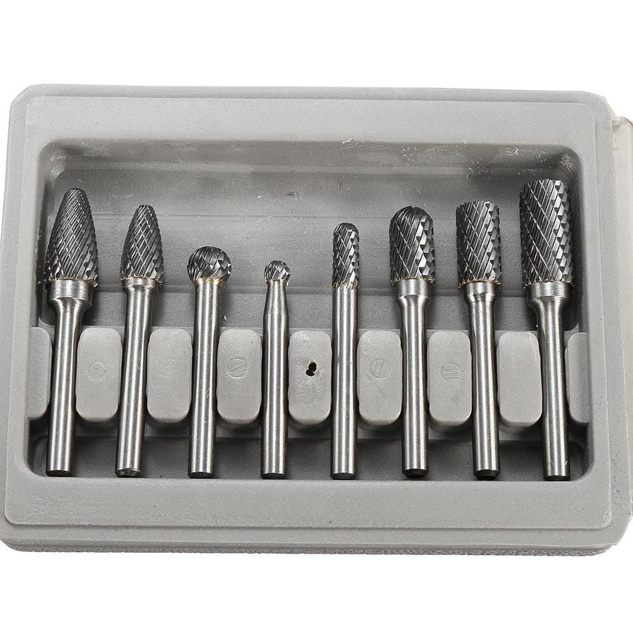 8pcs Carbide Rotary Burr Set 1,4 Inch Shank File Power Tool Image 1