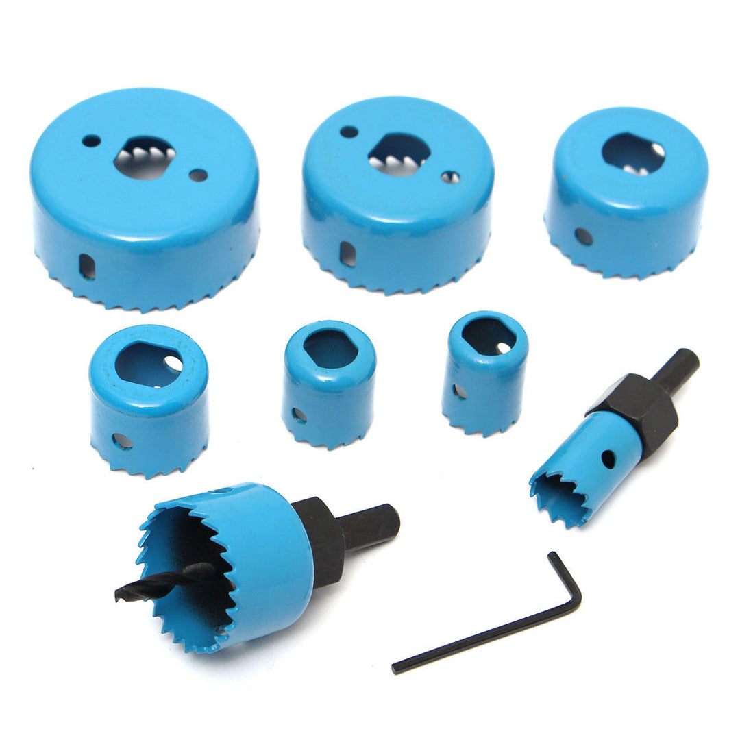 8pcs Blue Hole Saw Cutter Set with Hex Wrench Wood Alloy Iron Cutter for Woodworking Image 3