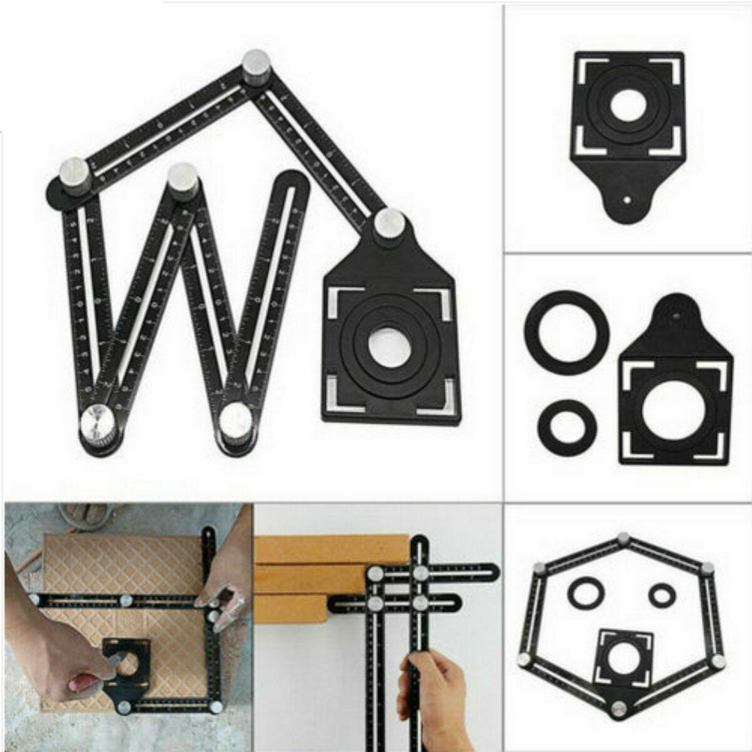 Adjustable 6 Fold Tool Angle Ruler Ceramic Tile Hole Locator Set 25,40,45,55,75mm Drill Guide Openings Locator Sets Image 4