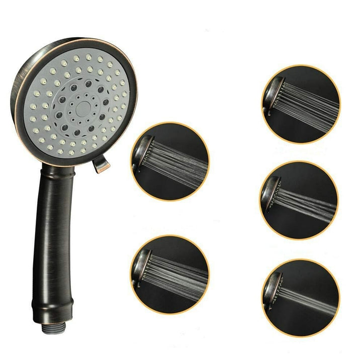 ABS Antique 5 Functions Adjustment Shower Head Pressurize Water Saving Showerhead 360 Rotation Image 3