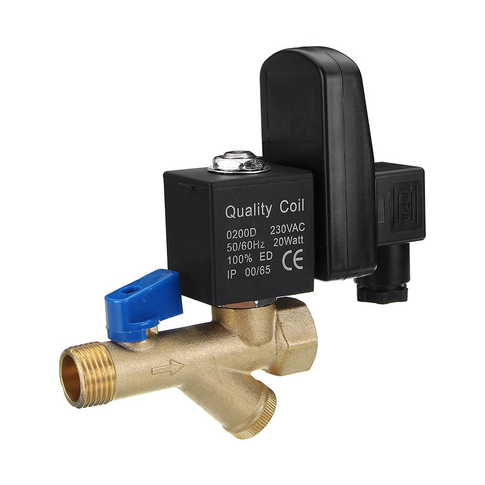 AC220V 1,2" Brass Electric Solenoid Automatic Timer Air Compressor Cold Dryer Drain Water Valve Image 1