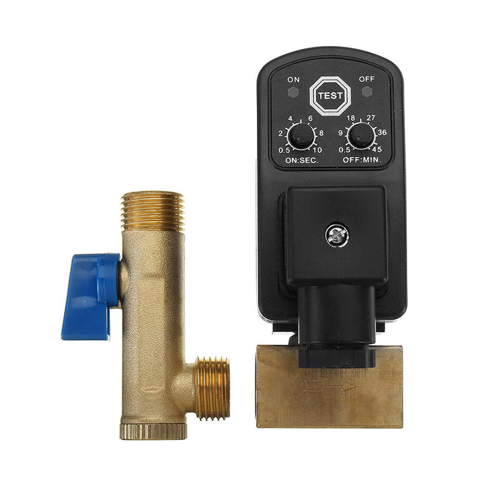 AC220V 1,2" Brass Electric Solenoid Automatic Timer Air Compressor Cold Dryer Drain Water Valve Image 2