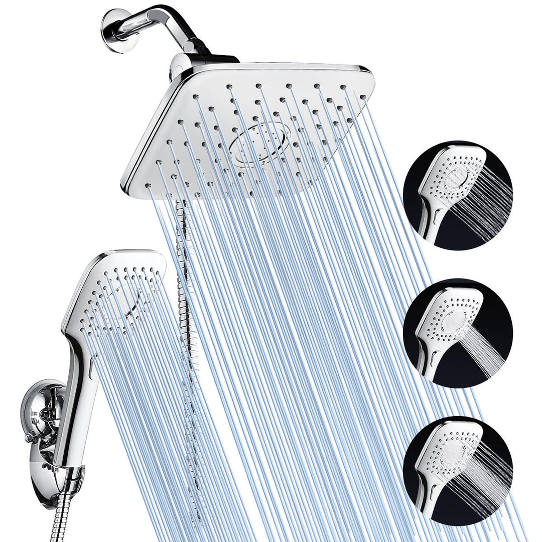 ABS and Chrome Finish Faucet Shower Head Combo w, 60Inch Stainless Steel Hose for Bathroom Image 3