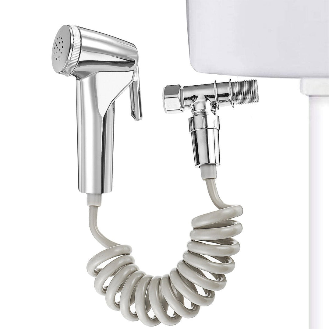 ABS Portable Handheld Bidet Sprayer Set for Toilet Retractable Spring Hose Adapter Free Mounting Bracket Cleaning Tool Image 8