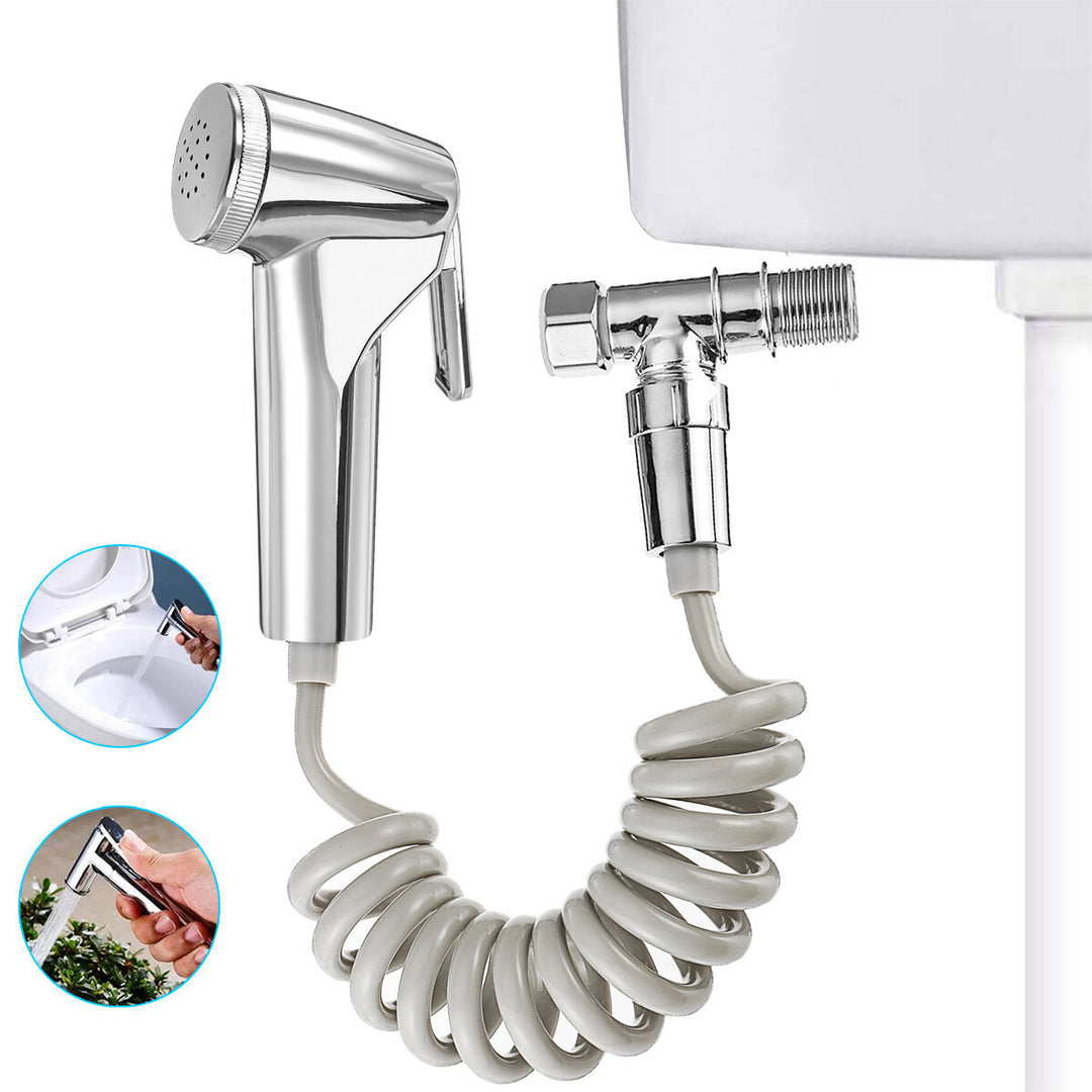 ABS Portable Handheld Bidet Sprayer Set for Toilet Retractable Spring Hose Adapter Free Mounting Bracket Cleaning Tool Image 9