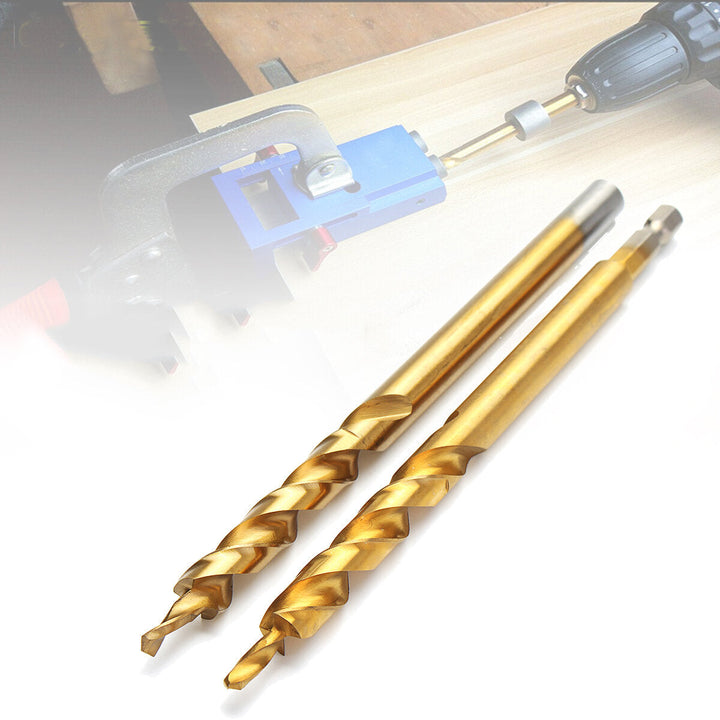 9.5mm Twist Step Drill Bit 3,8" Round,Hex Shank Drill for Woodworking Pocket Hole Jig Image 4