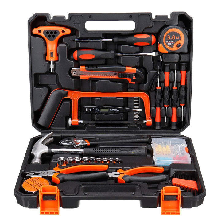 9,25,82,100 Pcs Household Repair Tool Kit Set Hammer Ruler Hand Tool Kit With Plastic Toolbox Image 1