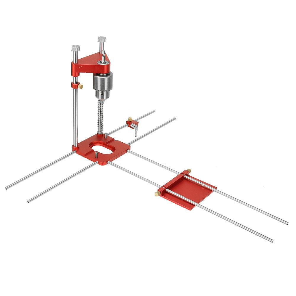 Aluminum Alloy Adjustable Woodworking Drill Locator Guide With 8pcs Extension Rods Flip Stops and Wrench For Positioning Image 2