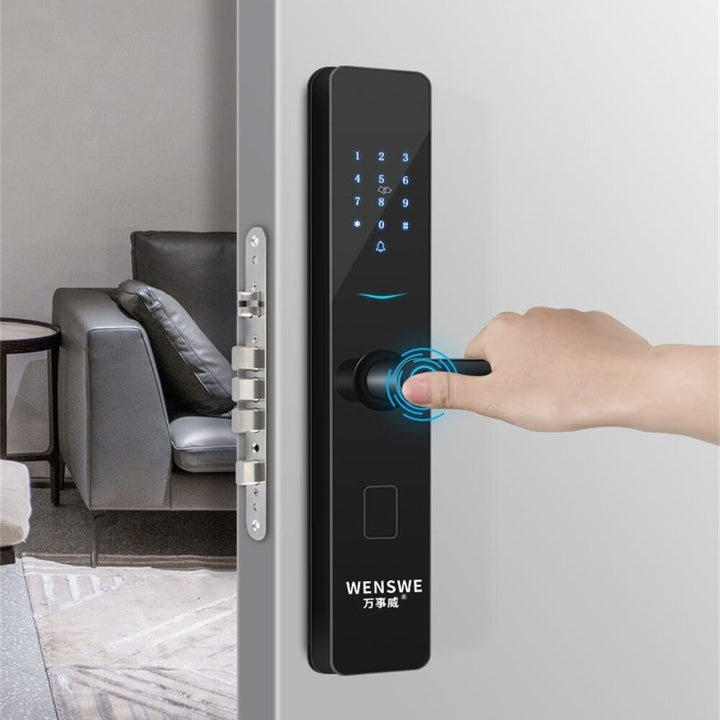 Aluminum Alloy Fingerprint Lock Household Anti-Theft Door Smart Lock With One Grip Electronic Code Lock Gemstone Black Image 2