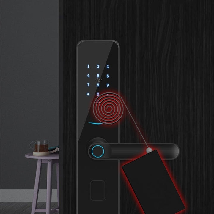 Aluminum Alloy Fingerprint Lock Household Anti-Theft Door Smart Lock With One Grip Electronic Code Lock Gemstone Black Image 6