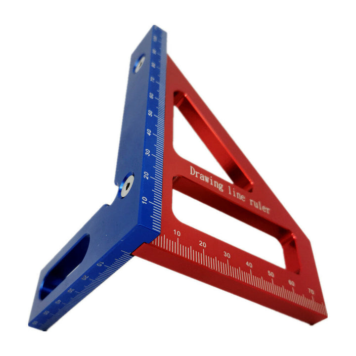 Aluminum Alloy 45,90 Degree Woodworking Square Protractor Miter Triangle Drawing Line Ruler Layout Height Gauge Image 7