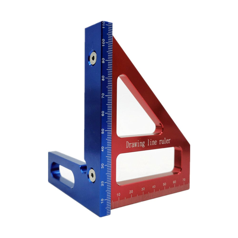 Aluminum Alloy 45,90 Degree Woodworking Square Protractor Miter Triangle Drawing Line Ruler Layout Height Gauge Image 1