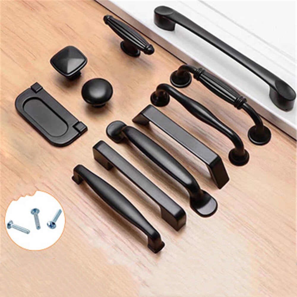 Aluminum Alloy Black Handles For Furniture Cabinet Knobs And Handles Kitchen Handles Drawer Knobs Cabinet Pulls Cupboard Image 1