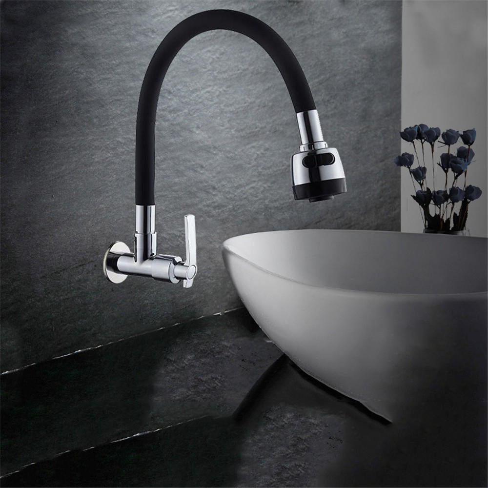 Bathroom Basin Sink Faucet 360 Degree Rotatable Spout Single Handle Cold Tap Wall Mounted Image 2