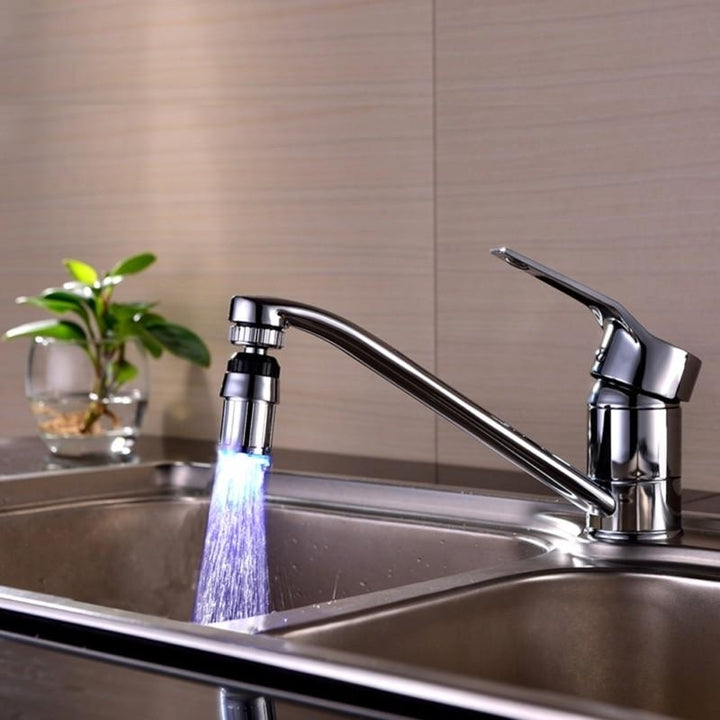 Bathroom 360 Degree Rotation Glowing 3 Changing Colors LED Light Temperature Faucet Image 5