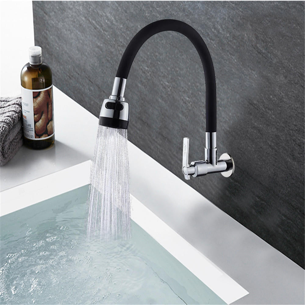 Bathroom Basin Sink Faucet 360 Degree Rotatable Spout Single Handle Cold Tap Wall Mounted Image 3