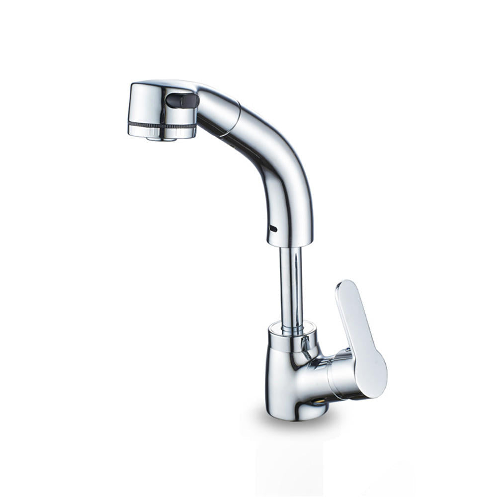 Bathroom Basin Sink Pull Out Height Adjustable Faucet Hot and Cold Single Handle Water Mixer Tap Image 1