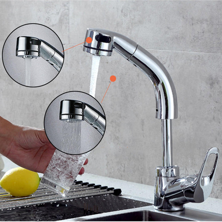 Bathroom Basin Sink Pull Out Height Adjustable Faucet Hot and Cold Single Handle Water Mixer Tap Image 4