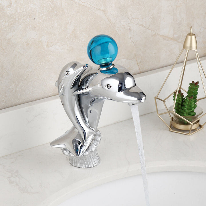 Bathroom Sensor Basin Faucet Brass Dolphin Single Hole Hot And Cold Sink Mixer Tap,DTTT Image 3