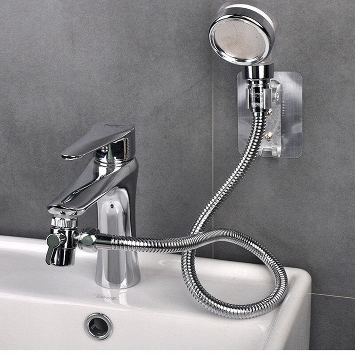 Bathroom Wash Face Basin Water Tap External Shower Head Hair Washing Faucet Rinser Extension Set 1.5M Explosion-proof Image 2