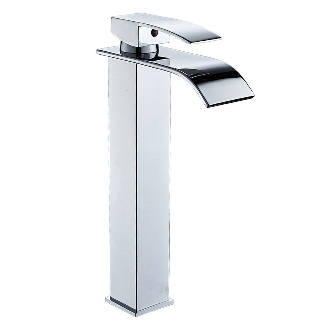 Bathroom Kitchen Waterfall Faucet Single Handle Sink Stainless Steel Mixer Tap Image 1