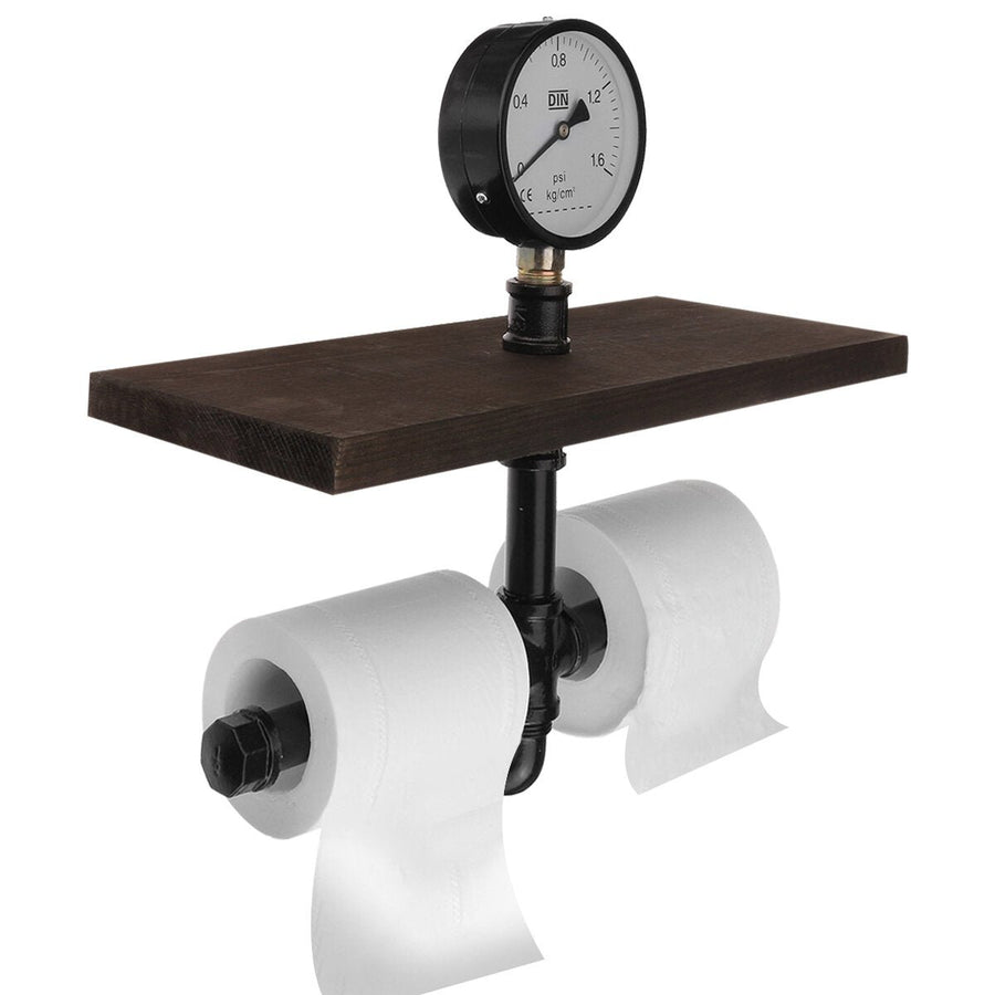 Black American Retro Industrial Style Decorative Rack Toilet Paper Rack Water Pipe Paper Towel Rack Image 1