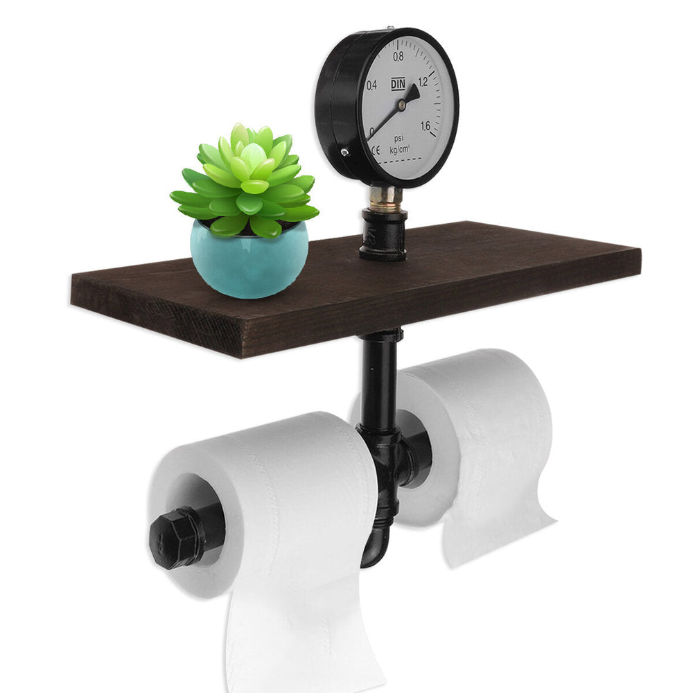 Black American Retro Industrial Style Decorative Rack Toilet Paper Rack Water Pipe Paper Towel Rack Image 2