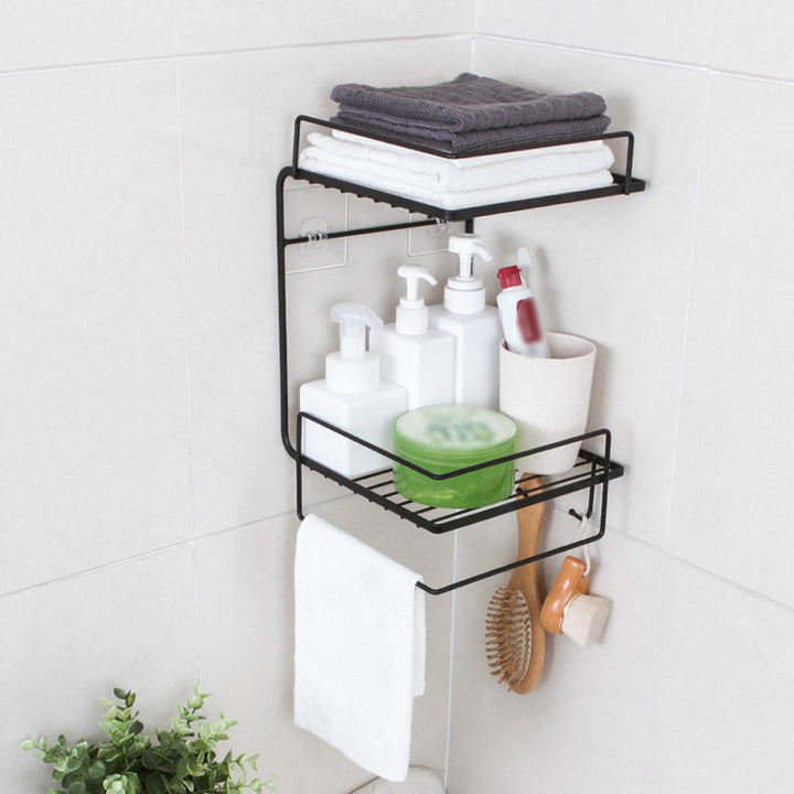 Bathroom Shelf Perforation-Free Wall-Mounted Kitchen Shelf Toilet Shelf Wall Corner Shelf Rack Image 2