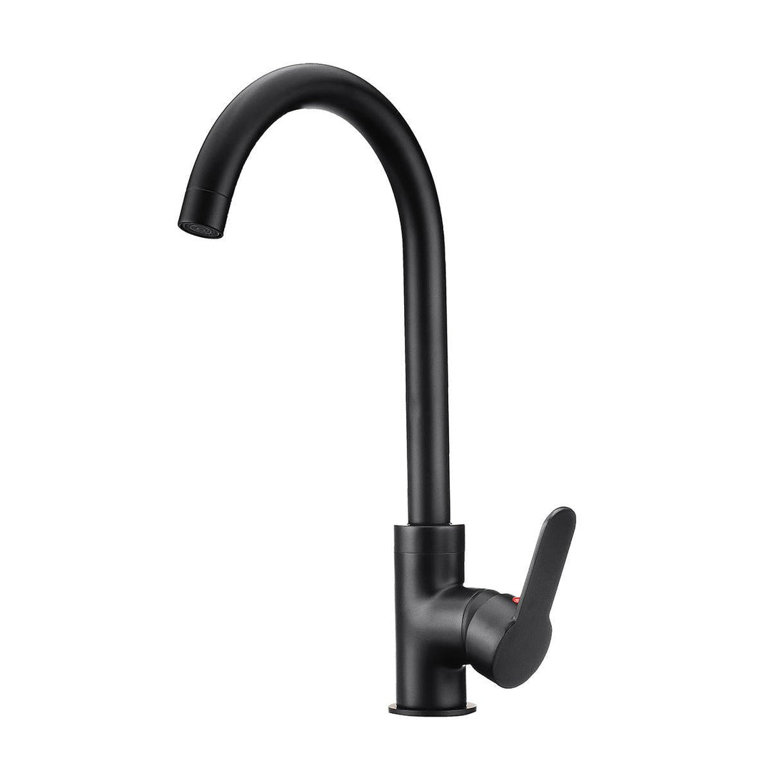 Black Copper Kitchen Faucet 360 Rotation Single Lever Hot and Cold Water Basin Sink Mixer Tap Image 1