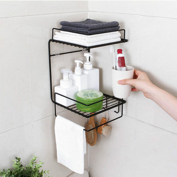 Bathroom Shelf Perforation-Free Wall-Mounted Kitchen Shelf Toilet Shelf Wall Corner Shelf Rack Image 3