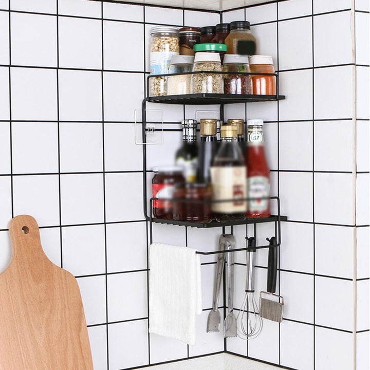 Bathroom Shelf Perforation-Free Wall-Mounted Kitchen Shelf Toilet Shelf Wall Corner Shelf Rack Image 4