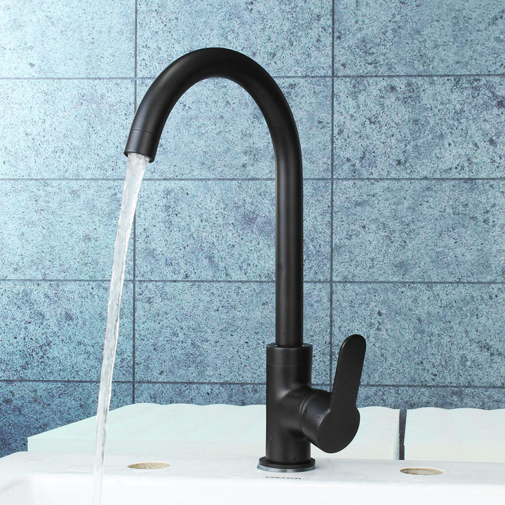 Black Copper Kitchen Faucet 360 Rotation Single Lever Hot and Cold Water Basin Sink Mixer Tap Image 2