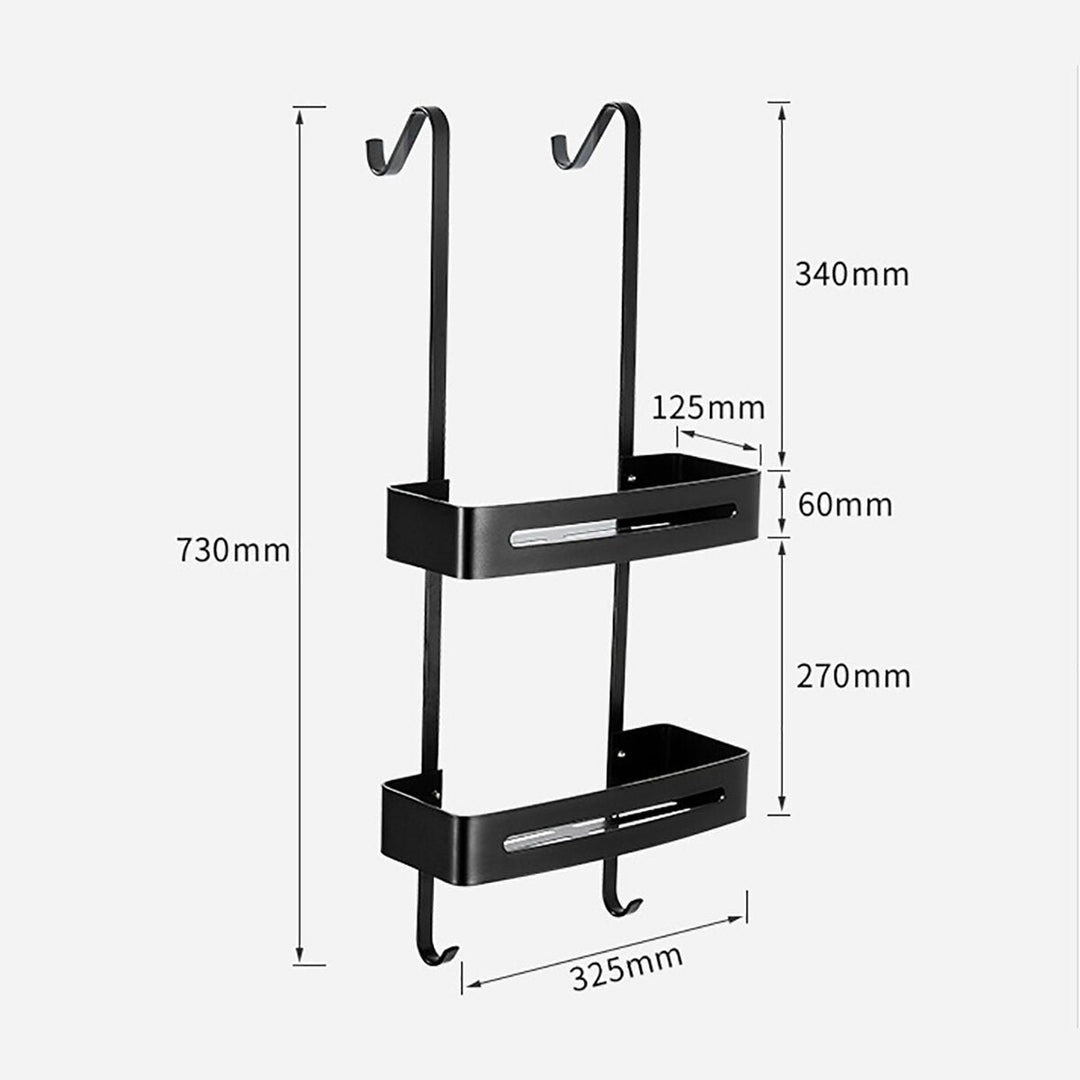 Black Hanging Bath Shelves Bathroom Shelf Organizer Nail-free Shampoo Holder Image 4