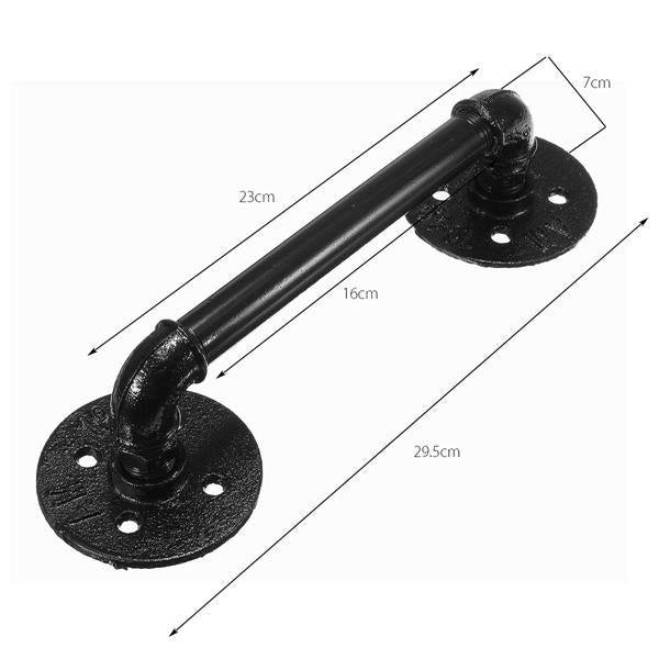 Black Iron Pipe Door Handle 29.5cm Threaded Pipe Drawer Pull with Screws Image 3