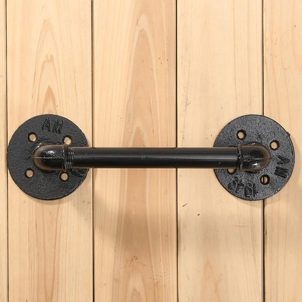 Black Iron Pipe Door Handle 29.5cm Threaded Pipe Drawer Pull with Screws Image 8