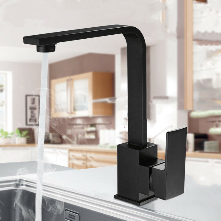 Black Kitchen Sink Taps Mixer Single Lever Zinc Alloy Swivel Spout Tap Faucet Image 4