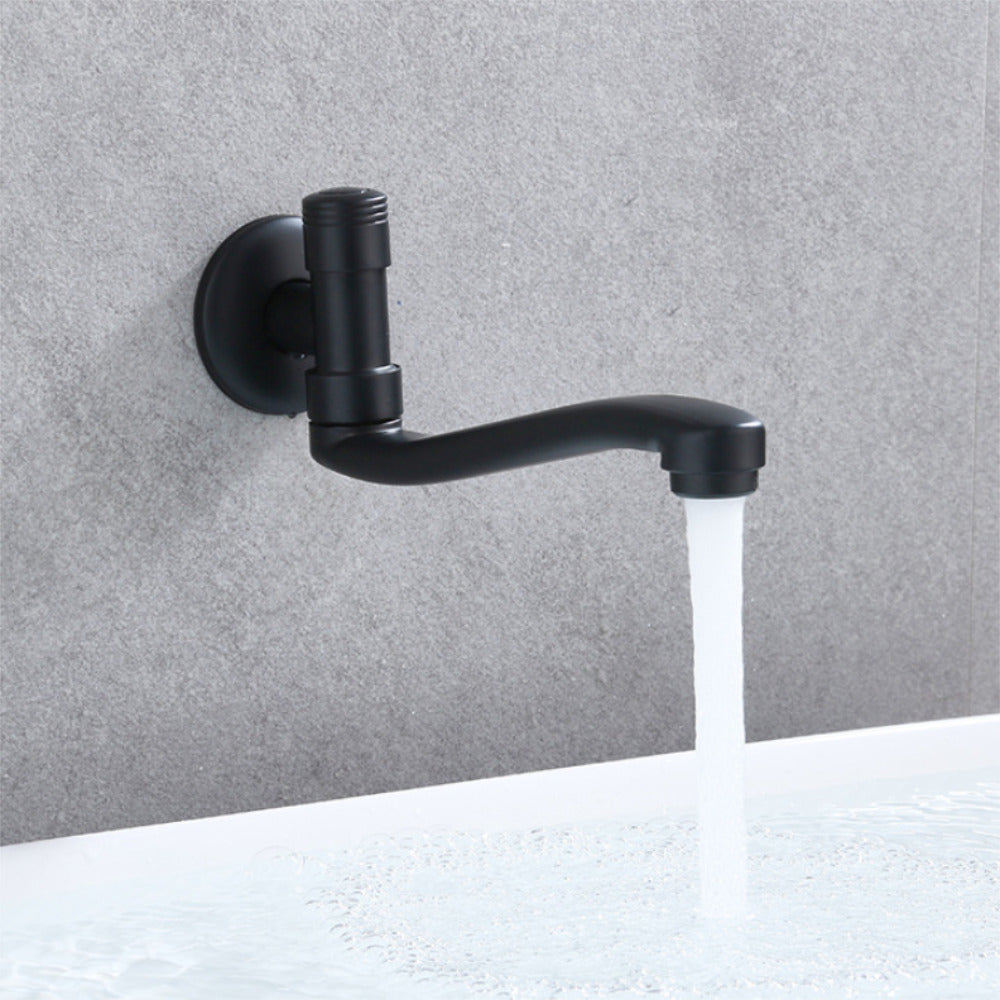 Black Stainless Steel Bathroom Washbasin Faucet Tap Countertop Basin Single-Hole Hot And Cold Water Mixer Wall Mount Image 2