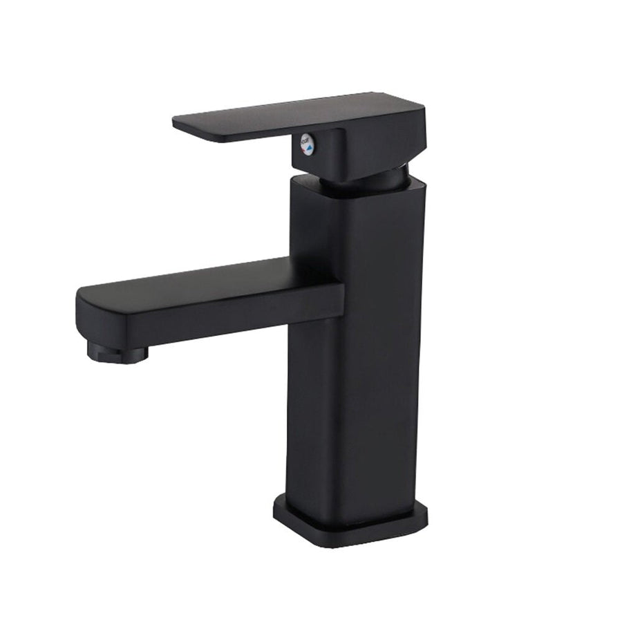 Black Square Single-Hole Bathroom Basin Faucet Single Cold Cabinet Tap For Sink Image 1