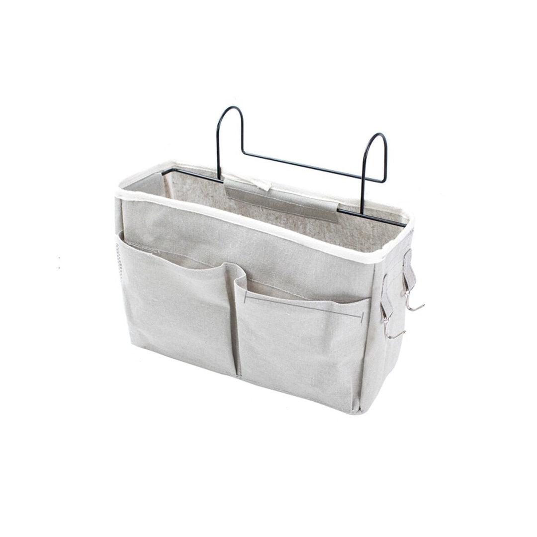 Bedside Hanging Basket Canvass Pocket Sundry Storage Bag Large-capacity Organizer Image 5