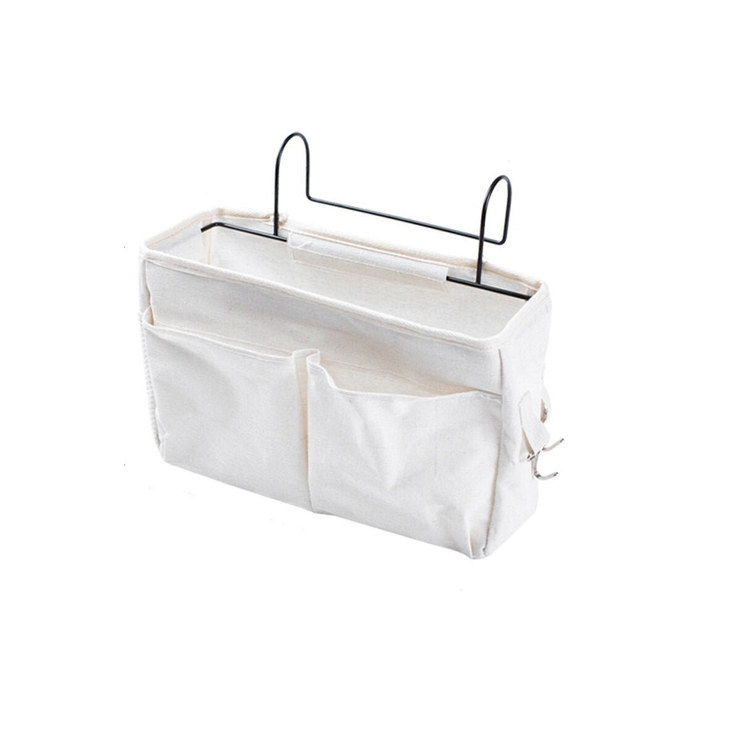 Bedside Hanging Basket Canvass Pocket Sundry Storage Bag Large-capacity Organizer Image 6