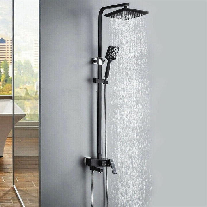 Black Shower System Thermostatic Faucet Column Handheld Set Image 2