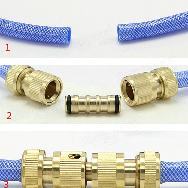 Brass Two-way Quick Joint Hose Connector Fitting For Wash Car Pipe Garden Water Hose Image 5