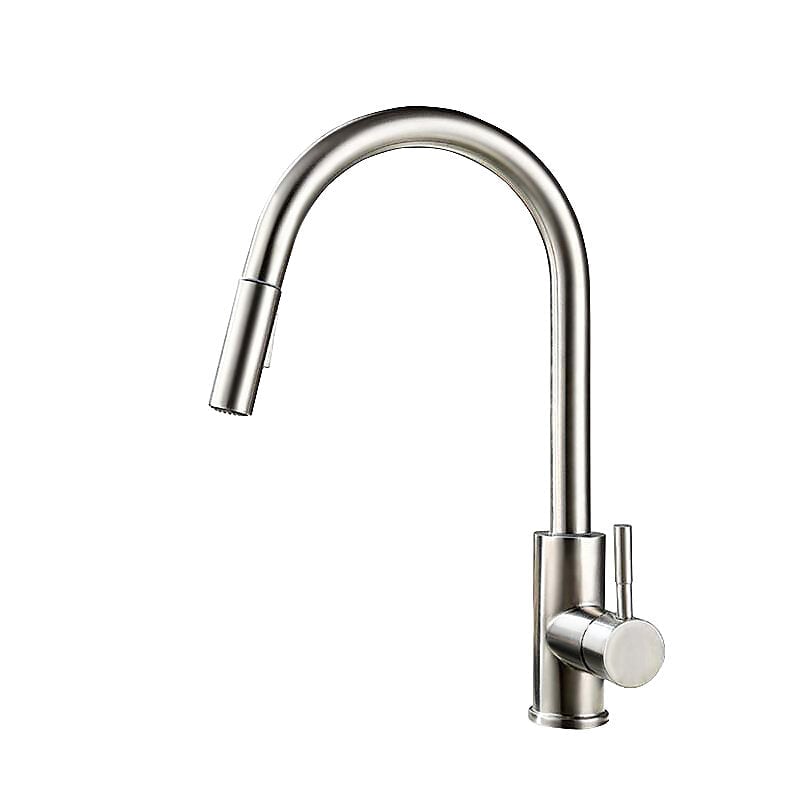 Brushed Nickel Stainless Steel Kitchen Sink Faucets Mixer 360 Rotation Smart Touch Sensor Pull Out Hot Cold Water Tap Image 1